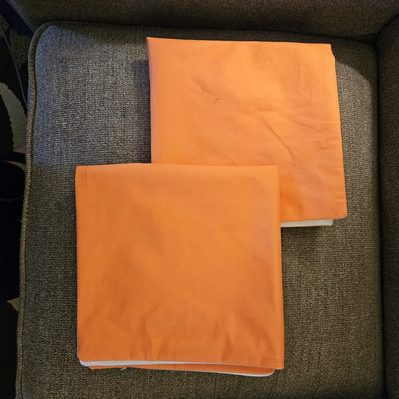 2 20" Pillow Covers Orange and White Fall Autumn Football - Picture 4 of 4